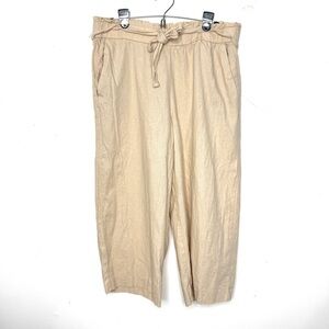 Land n Sea Linen Wide Leg Pants Size Large Cropped Coastal Grandma Chic